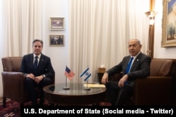 امریکی وزیر خارجہ انٹنی بلنکن اور اسرائیلی وزیر خاجہ بنجمن نیتن یاہو، فائل فوٹو