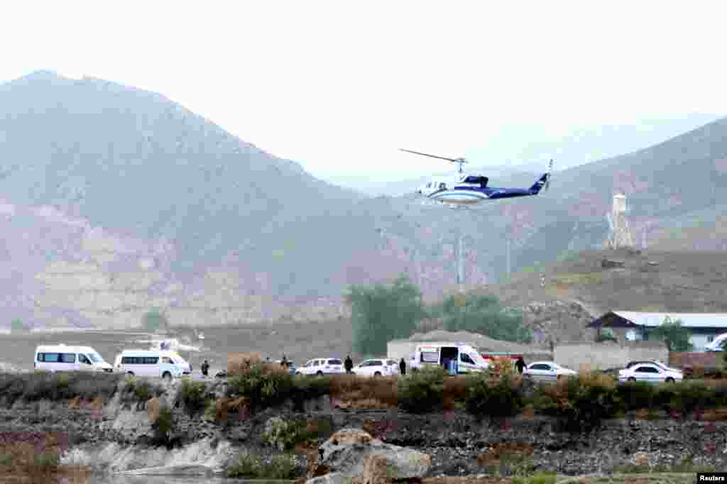 وہ منظر جب ایران کے صدر آذربائیجان اور ایران کی سرحد کے قریب ہونے والی تقریب کے بعد روانہ ہو رہے ہیں۔ یہی ہیلی کاپٹر بعد ازاں حادثے کا شکار ہوا۔